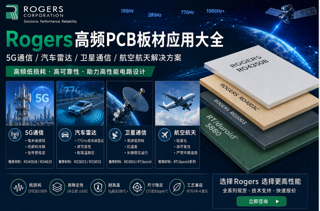Rogers高頻PCB板材應用大全5G/雷達/天線解決方案